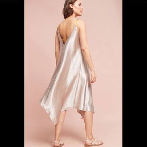 Anthropologie Floreat Silver Slip Dress